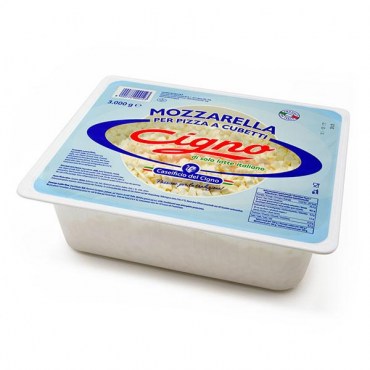 CASEIFICIO DEL CIGNO Mozzarella di vacca cubettata 3 kg - TMC 3 settimane
