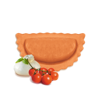 FONTANETO Ravioli Mezzaluna ripieno burrata, pomodoro e basilico - 4 x (27~ x 18 g = 500 g) =2 kg - TMC 3 settimane - 5 minuti di cottura
