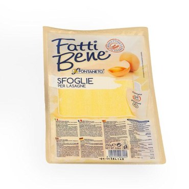 FONTANETO Pasta fogli di Lasagne 250 g - TMC 10 settimane - 4 minuti di cottura