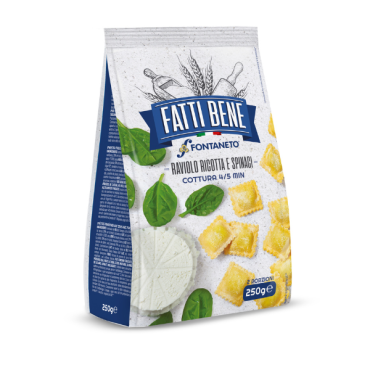 FATTI BENE Ravioli ricotta e spinaci 250 g (50~ x 5 g = 250 g) - TMC 3 settimane - 4 minuti di cottura