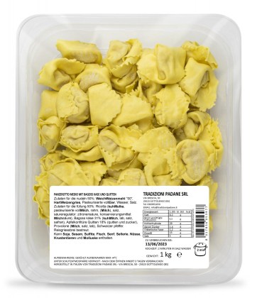 TRADIZIONI PADANE Panzo formaggio Bagoss e mele Cotogne 50~ x 20 g = 1 kg - TMC 1 mese -  2 minuti di cottura
