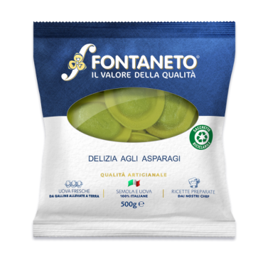 FONTANETO Ravioli Delizia ripieno asparagi 4 x 500 g (21~ x 23 g = 500 g) TMC 3 settimane - 5/6 minuti di cottura