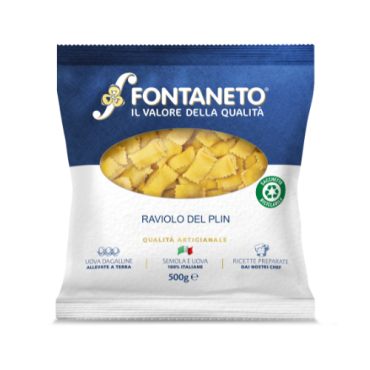 FONTANETO Ravioli Plin ripieno carne di maiale e manzo 4 x 500 g (166~ x 3 g = 500 g) TMC 3 settimane - 5 minuti di cottura