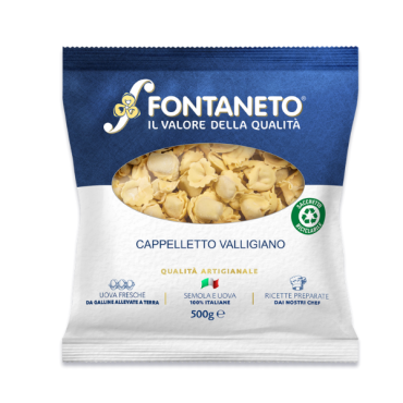 FONTANETO Ravioli Cappelletto ripieno carne di maiale e Marsala (1000~ x 2 g = 2 kg) TMC 1 mese - 5 minuti di cottura
