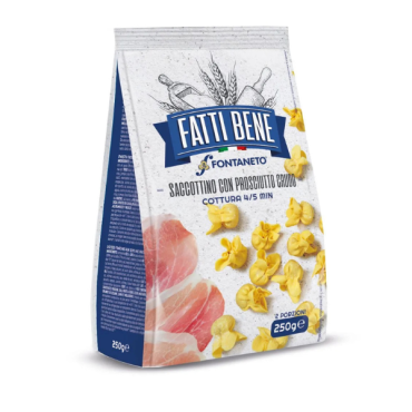 FATTI BENE Ravioli Saccottino ripieno prosciutto crudo 250 g - TMC 3 settimane - 4 minuti di cottura